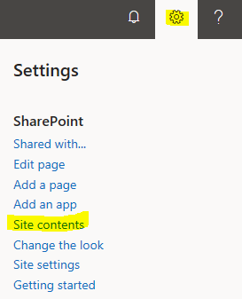 Site Content settings in SharePoint image